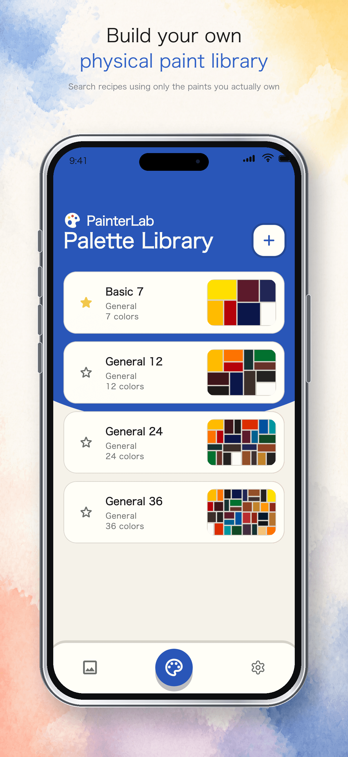 PainterLab palette library with custom physical paint palettes